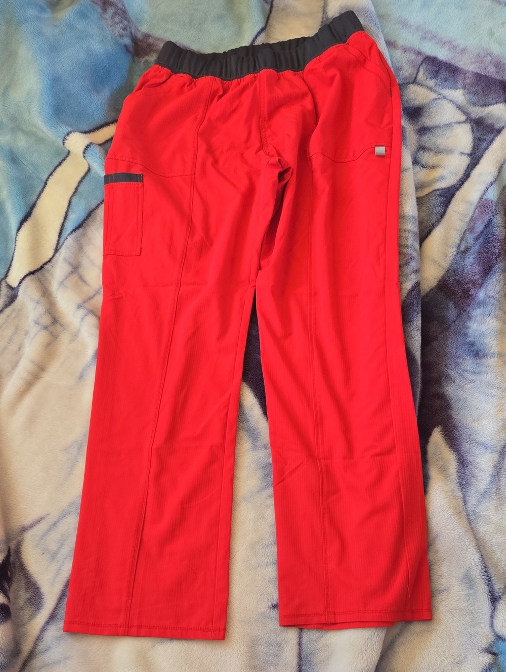 Womans Red Elastic-Waist Scrub Pants